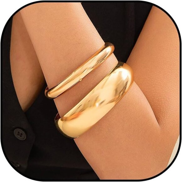 Women Metal Stackable Boho Indian Gold Bangles Bracelet Stack Non Tarnish - Picture 1 of 7